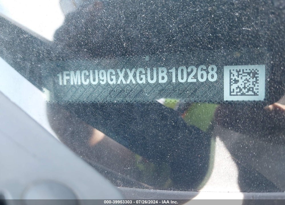 2016 FORD ESCAPE SE VIN: 1FMCU9GXXGUB10268