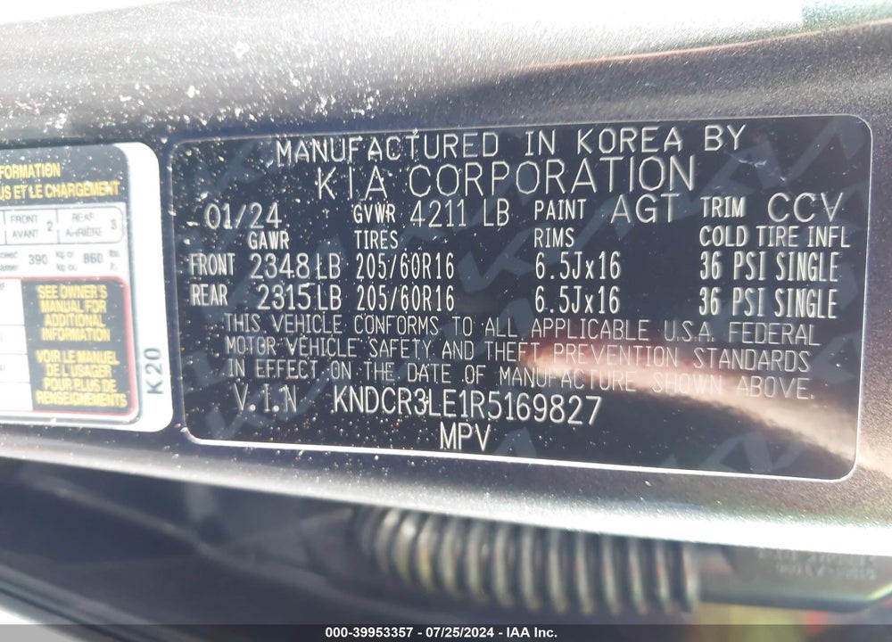 2024 KIA NIRO EX VIN: KNDCR3LE1R5169827