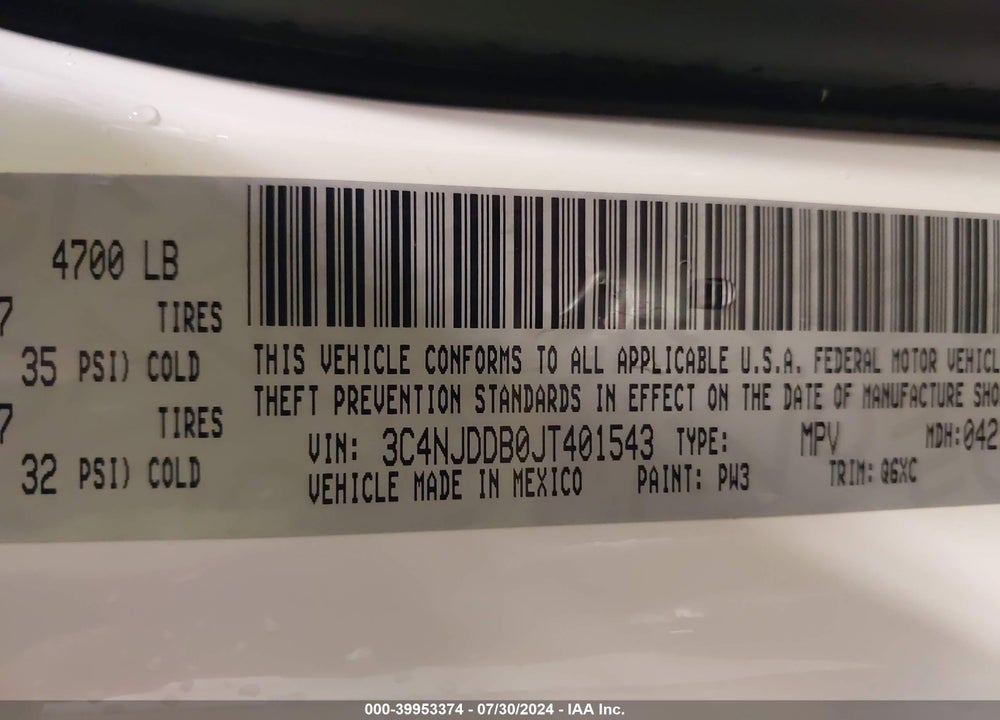 2018 JEEP COMPASS TRAILHAWK 4X4 VIN: 3C4NJDDB0JT401543