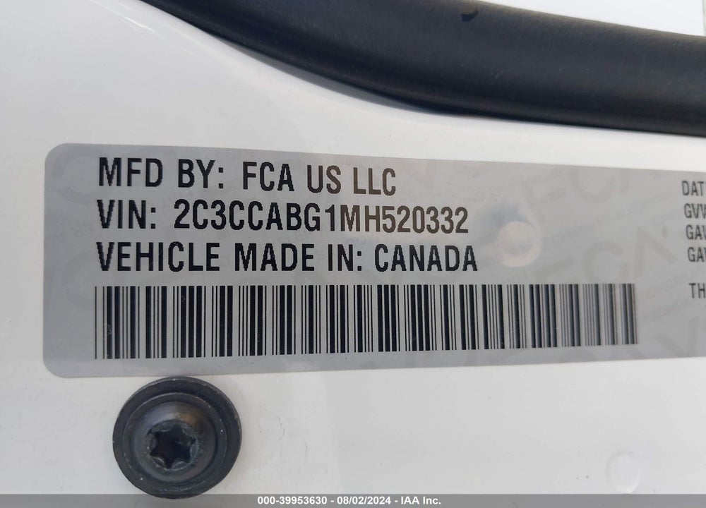 2021 CHRYSLER 300 300S VIN: 2C3CCABG1MH520332