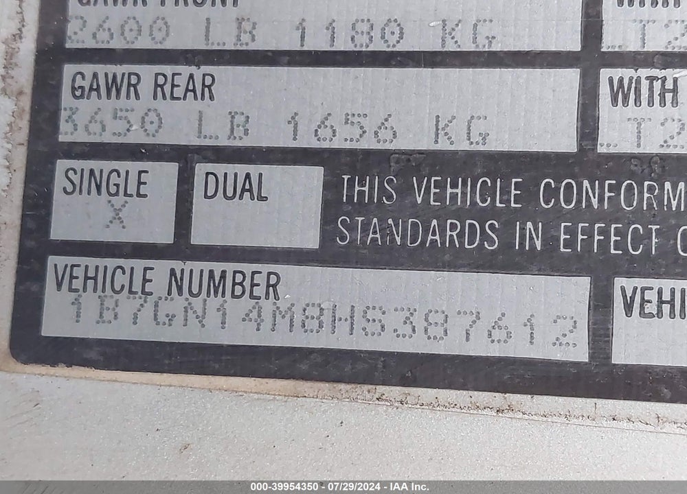 1987 DODGE DAKOTA VIN: 1B7GN14M8HS387612