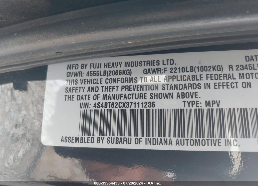 2003 SUBARU BAJA SPORT VIN: 4S4BT62CX37111236