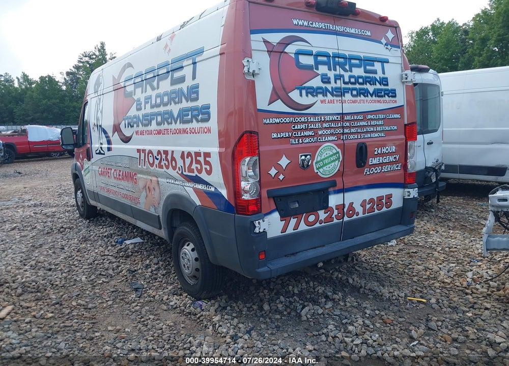2018 RAM PROMASTER 2500 HIGH ROOF 159 WB VIN: 3C6TRVDG3JE117434