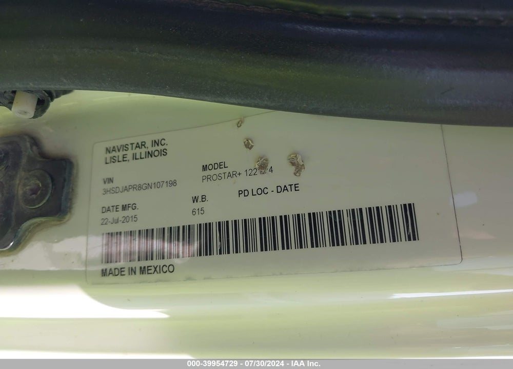 2016 INTERNATIONAL PROSTAR VIN: 3HSDJAPR8GN107198