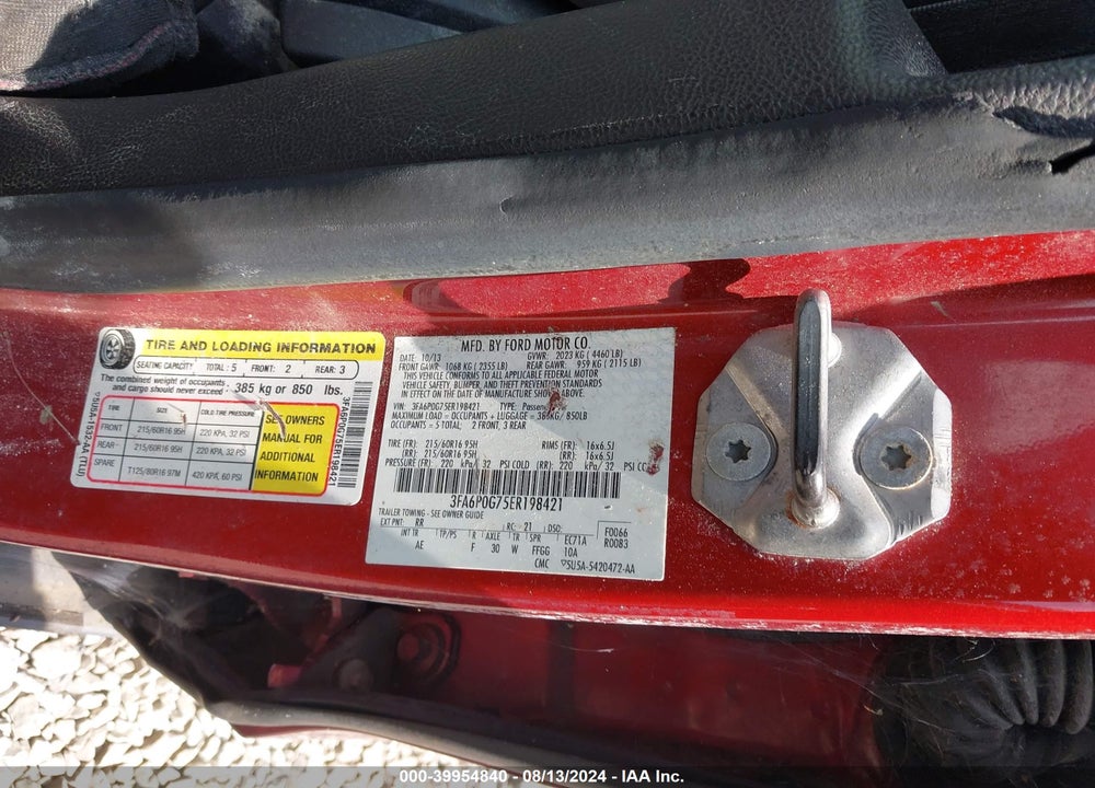 2014 FORD FUSION S VIN: 3FA6P0G75ER198421