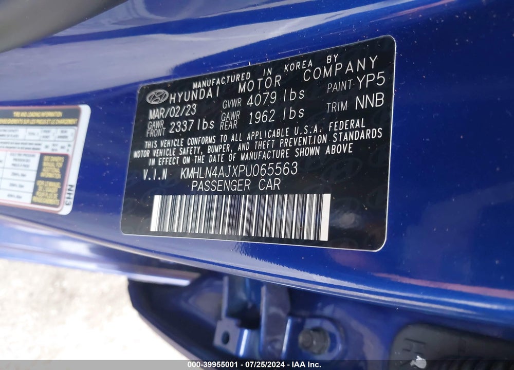 2023 HYUNDAI ELANTRA HYBRID LIMITED VIN: KMHLN4AJXPU065563