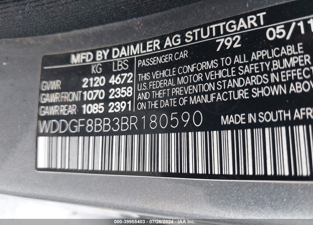 2011 MERCEDES-BENZ C 300 LUXURY 4MATIC/SPORT 4MATIC VIN: WDDGF8BB3BR180590