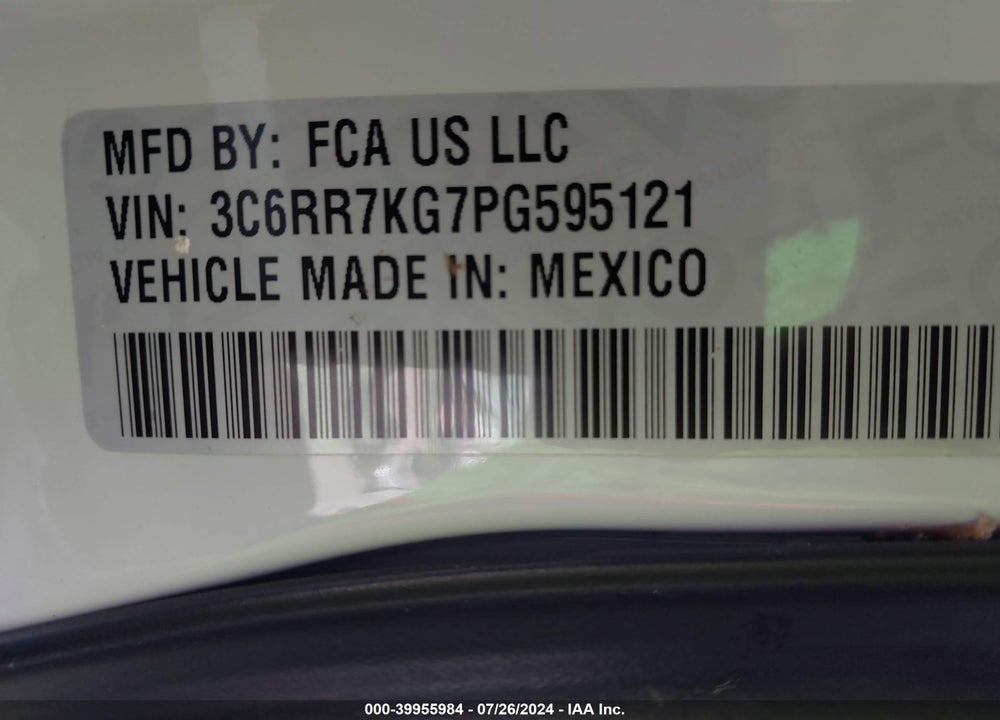 2023 RAM 1500 CLASSIC TRADESMAN 4X4 5'7 BOX VIN: 3C6RR7KG7PG595121