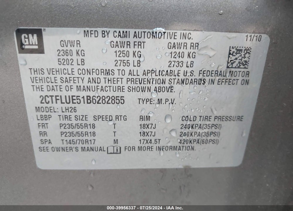 2011 GMC TERRAIN SLT-1 VIN: 2CTFLUE51B6282855