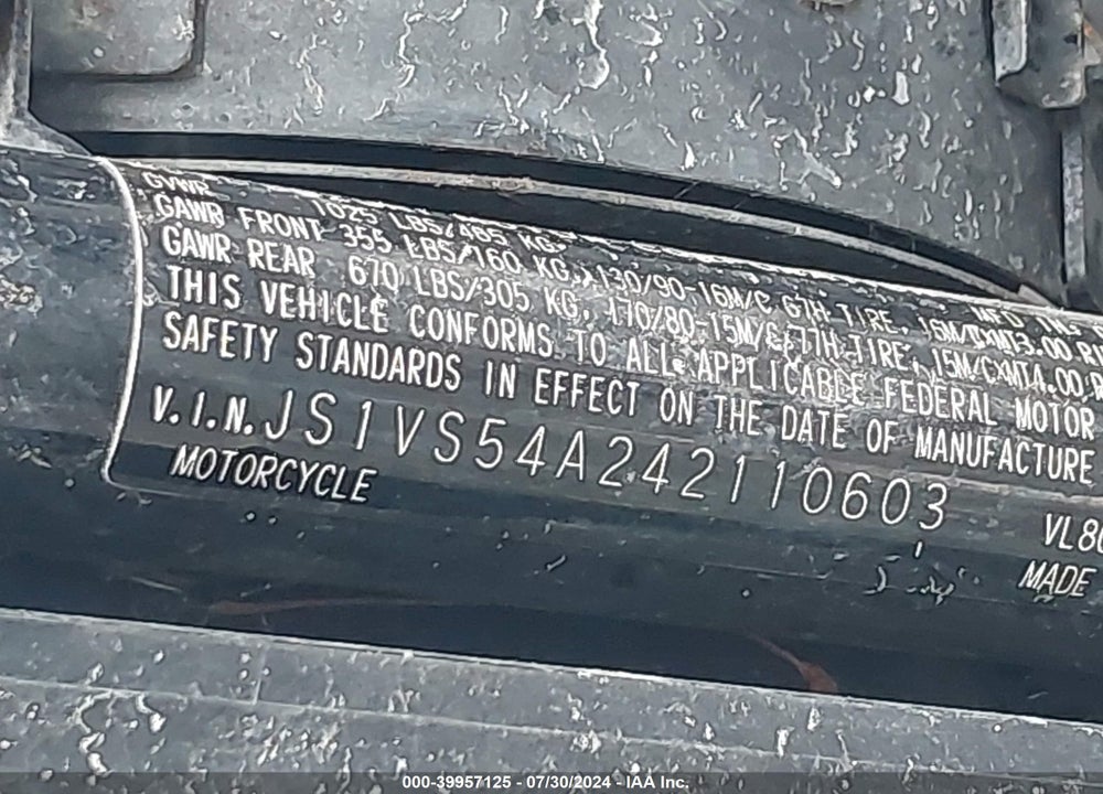 2004 SUZUKI VL800 VIN: JS1VS54A242110603