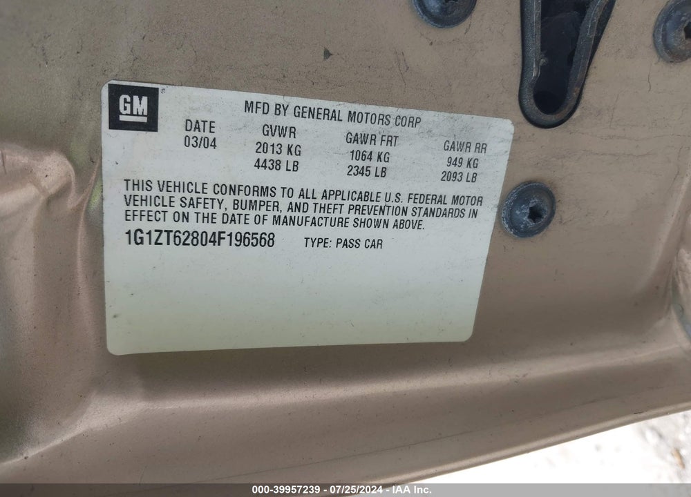 2004 CHEVROLET MALIBU MAXX LS VIN: 1G1ZT62804F196568