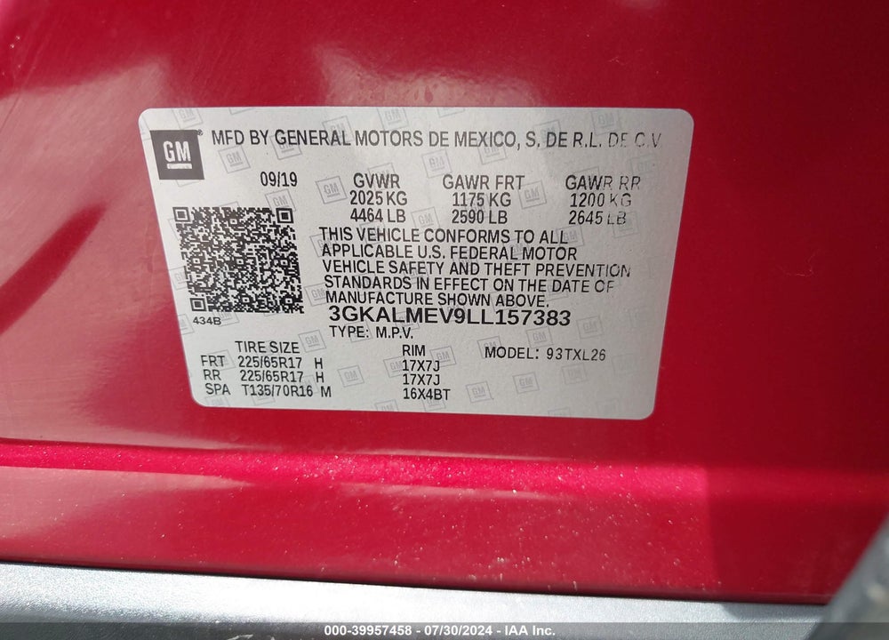 2020 GMC TERRAIN FWD SLE VIN: 3GKALMEV9LL157383