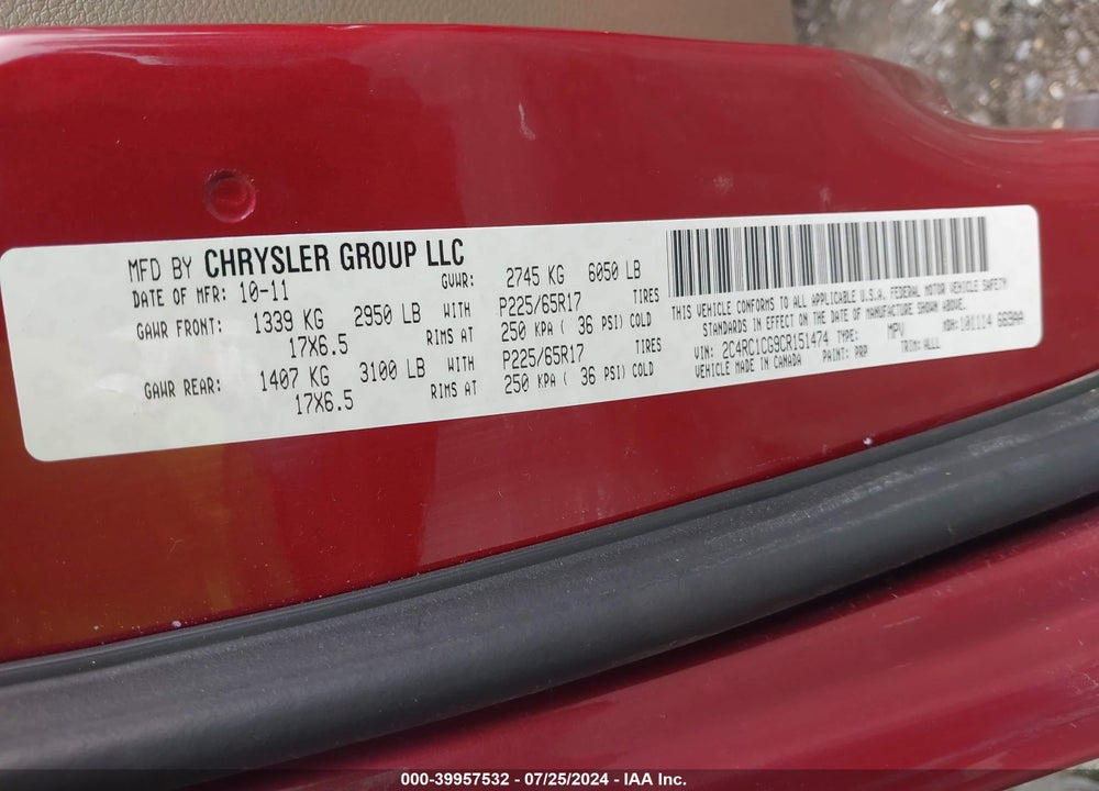 2012 CHRYSLER TOWN & COUNTRY TOURING-L VIN: 2C4RC1CG9CR151474