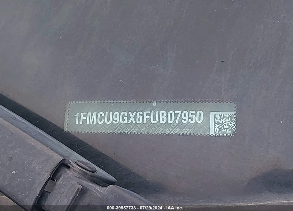 2015 FORD ESCAPE SE VIN: 1FMCU9GX6FUB07950