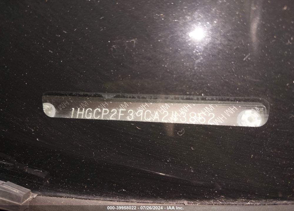 2012 HONDA ACCORD 2.4 LX VIN: 1HGCP2F39CA243862