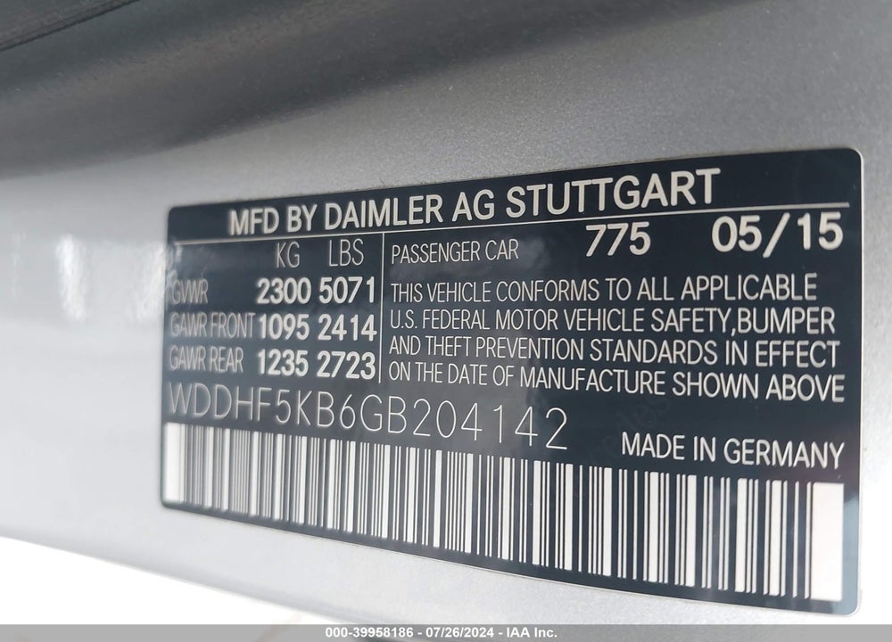 2016 MERCEDES-BENZ E 350 VIN: WDDHF5KB6GB204142