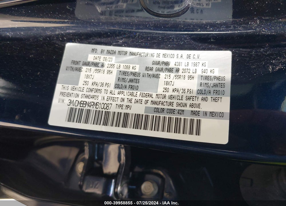2024 MAZDA CX-30 2.5 S SELECT SPORT VIN: 3MVDMBBM4RM610087