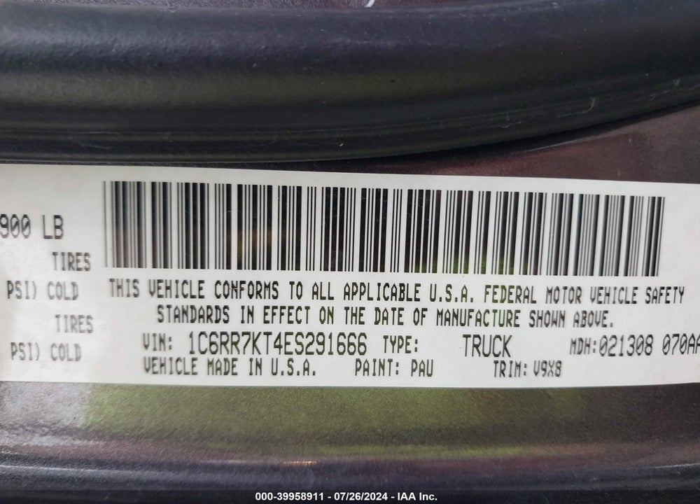 2014 RAM 1500 EXPRESS VIN: 1C6RR7KT4ES291666