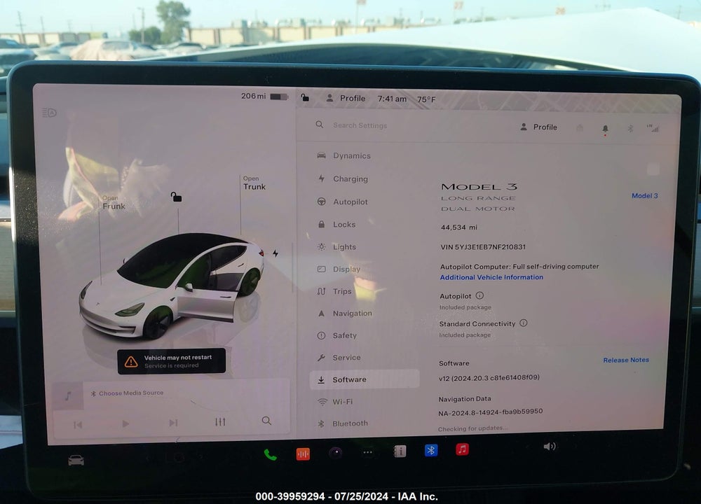 2022 TESLA MODEL 3 LONG RANGE DUAL MOTOR ALL-WHEEL DRIVE VIN: 5YJ3E1EB7NF210831