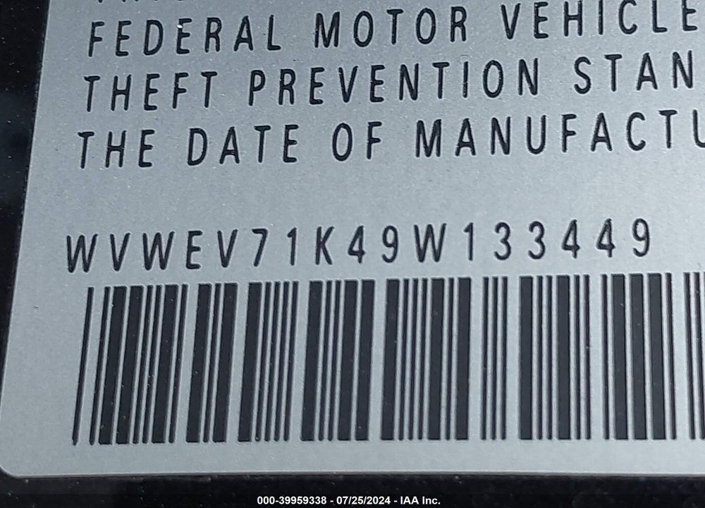 2009 VOLKSWAGEN GTI 2-DOOR VIN: WVWEV71K49W133449