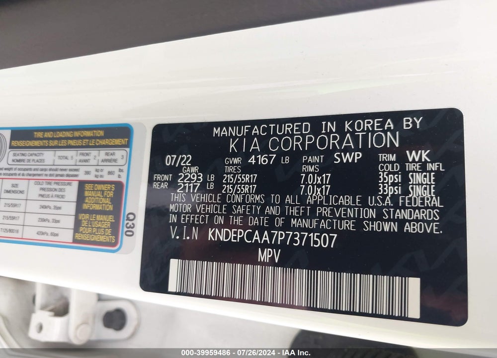 2023 KIA SELTOS LX VIN: KNDEPCAA7P7371507