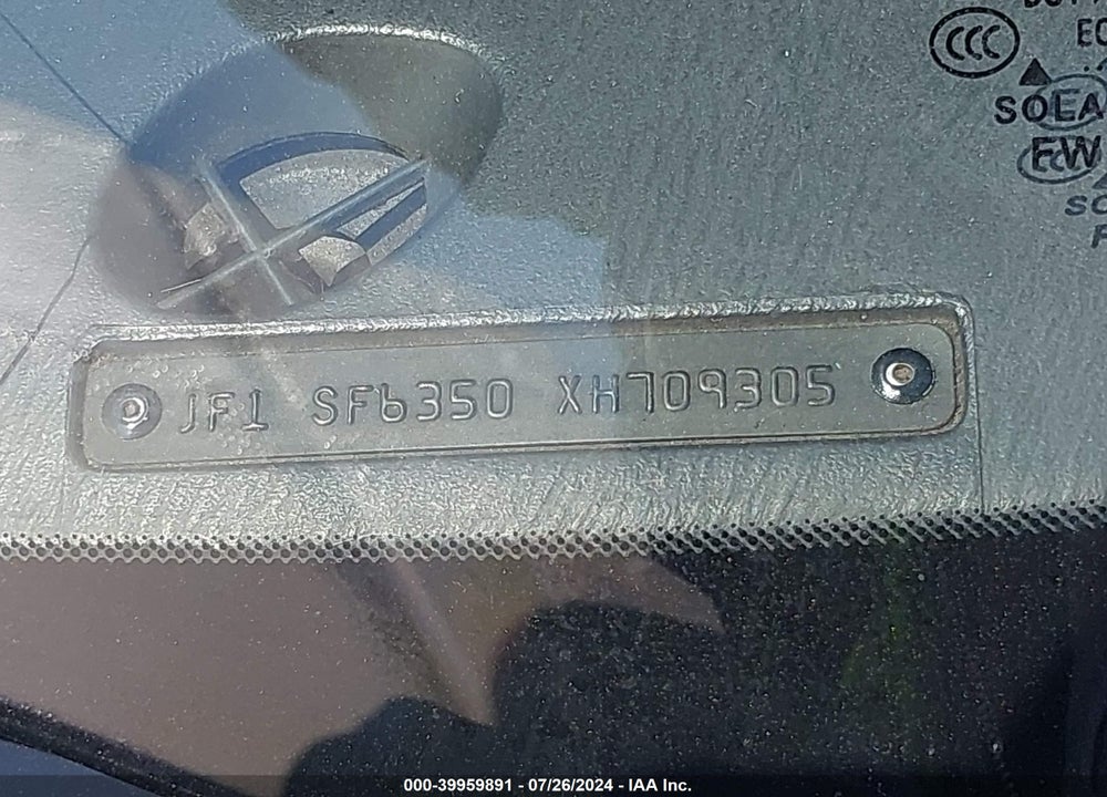 1999 SUBARU FORESTER L VIN: JF1SF6350XH709305