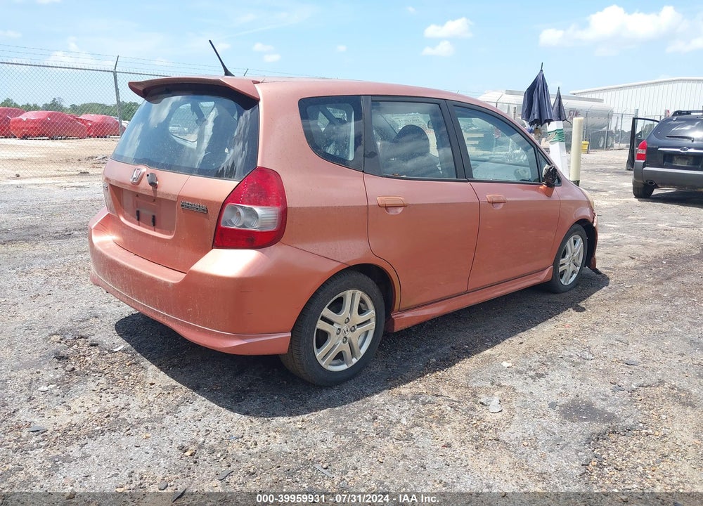 2007 HONDA FIT SPORT VIN: JHMGD38607S047118