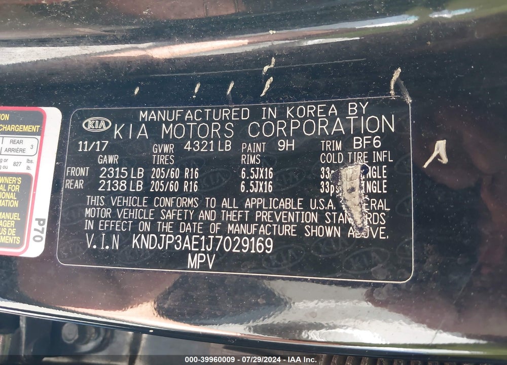 2018 KIA SOUL EV VIN: KNDJP3AE1J7029169