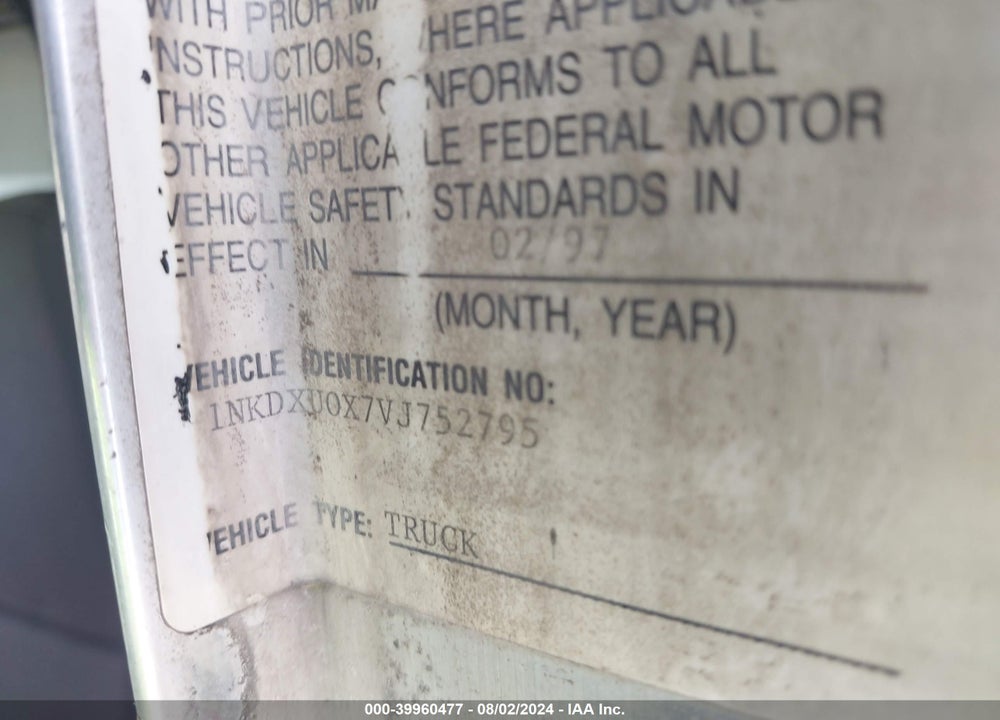 1997 KENWORTH T800 VIN: 1NKDXU0X7VJ752795