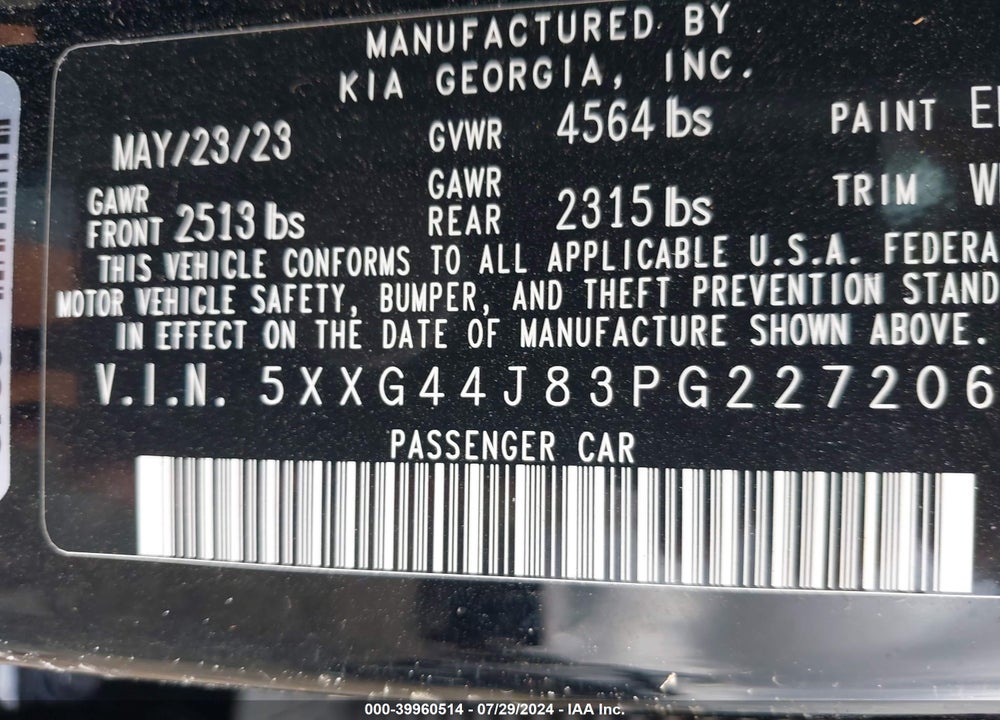 2023 KIA K5 GT VIN: 5XXG44J83PG227206
