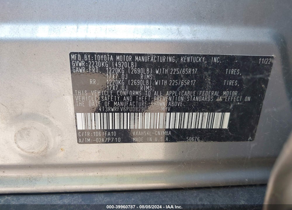 2023 TOYOTA RAV4 HYBRID XLE VIN: 4T3RWRFV6PU082903