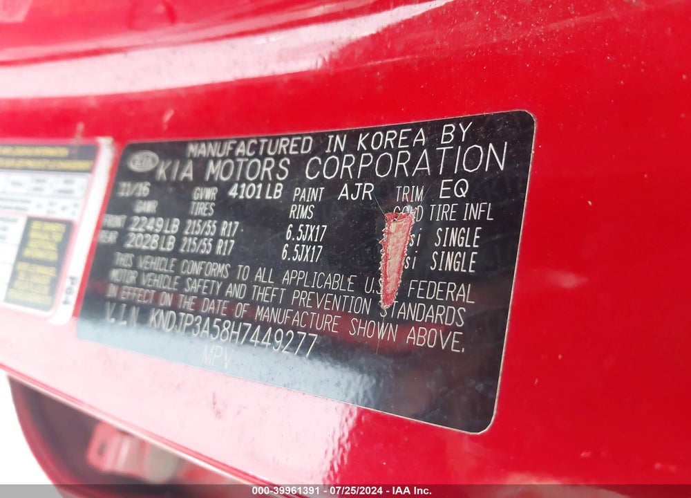 2017 KIA SOUL VIN: KNDJP3A58H7449277