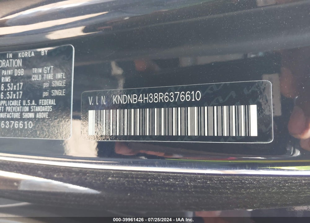 2024 KIA CARNIVAL MPV LX SEAT PACKAGE VIN: KNDNB4H38R6376610
