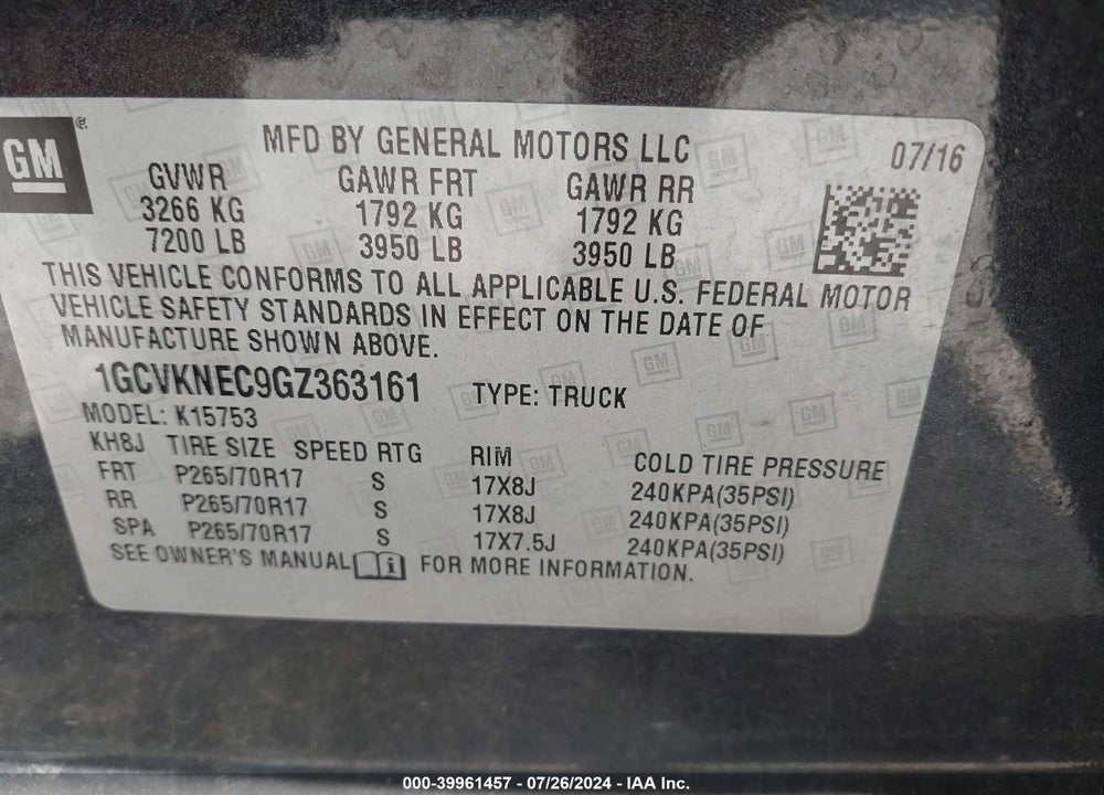 2016 CHEVROLET SILVERADO 1500 LS VIN: 1GCVKNEC9GZ363161