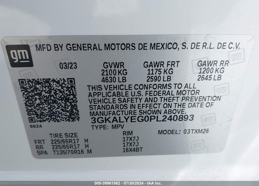 2023 GMC TERRAIN AWD AT4 VIN: 3GKALYEG0PL240893
