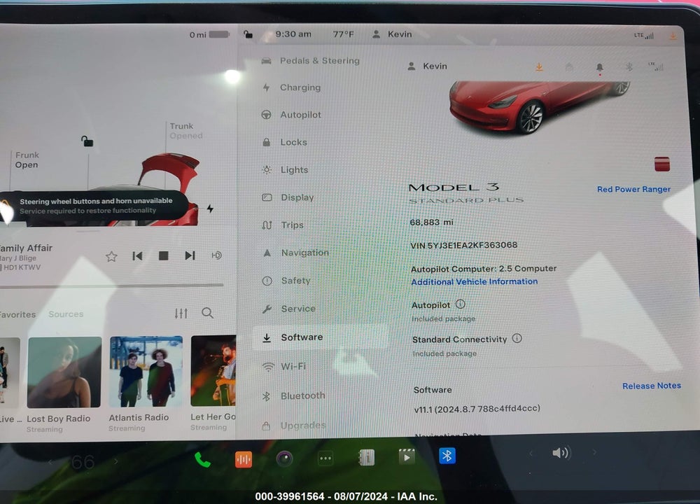 2019 TESLA MODEL 3 LONG RANGE/MID RANGE/STANDARD RANGE/STANDARD RANGE PLUS VIN: 5YJ3E1EA2KF363068