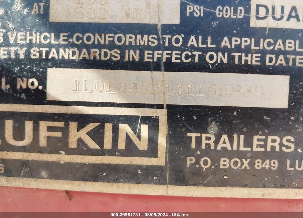 2004 LUFKIN INDUSTRIES --- VIN: 1L01A452141155838