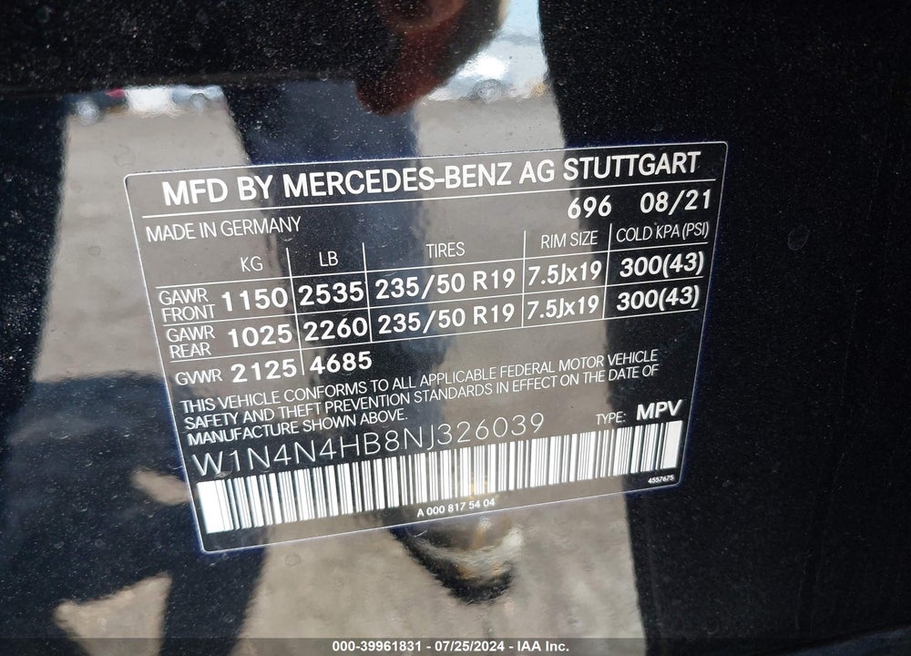 2022 MERCEDES-BENZ GLA 250 4MATIC VIN: W1N4N4HB8NJ326039