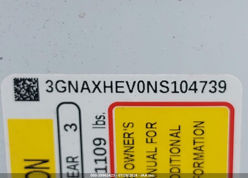 2022 CHEVROLET EQUINOX FWD LS VIN: 3GNAXHEV0NS104739