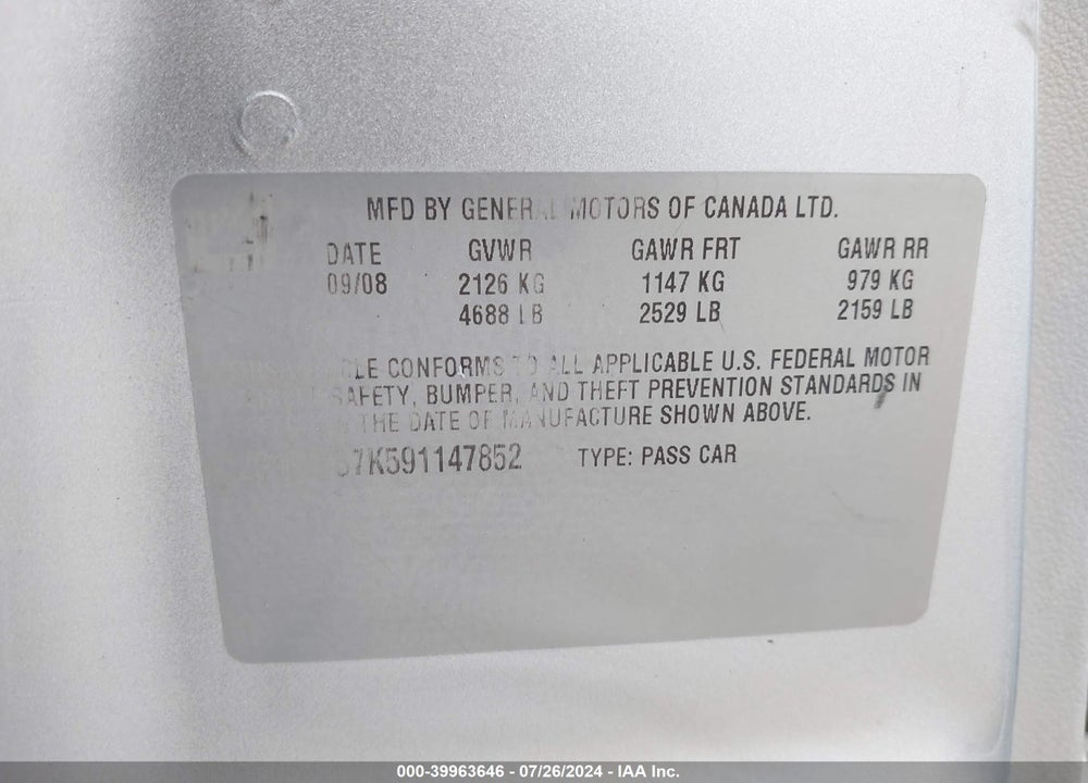 2009 CHEVROLET IMPALA LT VIN: 2G1WT57K091143708