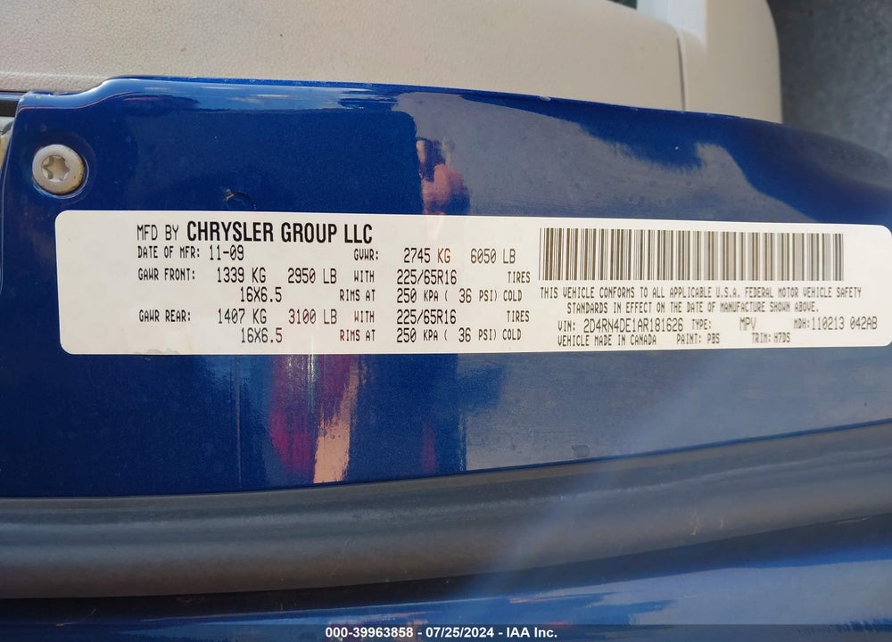 2010 DODGE GRAND CARAVAN SE VIN: 2D4RN4DE1AR181626
