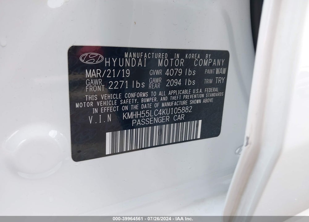 2019 HYUNDAI ELANTRA GT N LINE VIN: KMHH55LC4KU105882