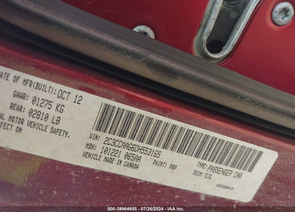 2013 CHRYSLER 300 MOTOWN VIN: 2C3CCAAG6DH553165