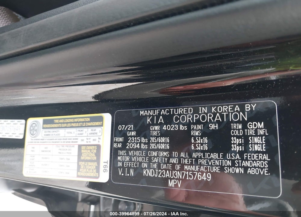 2022 KIA SOUL LX VIN: KNDJ23AU3N7157649