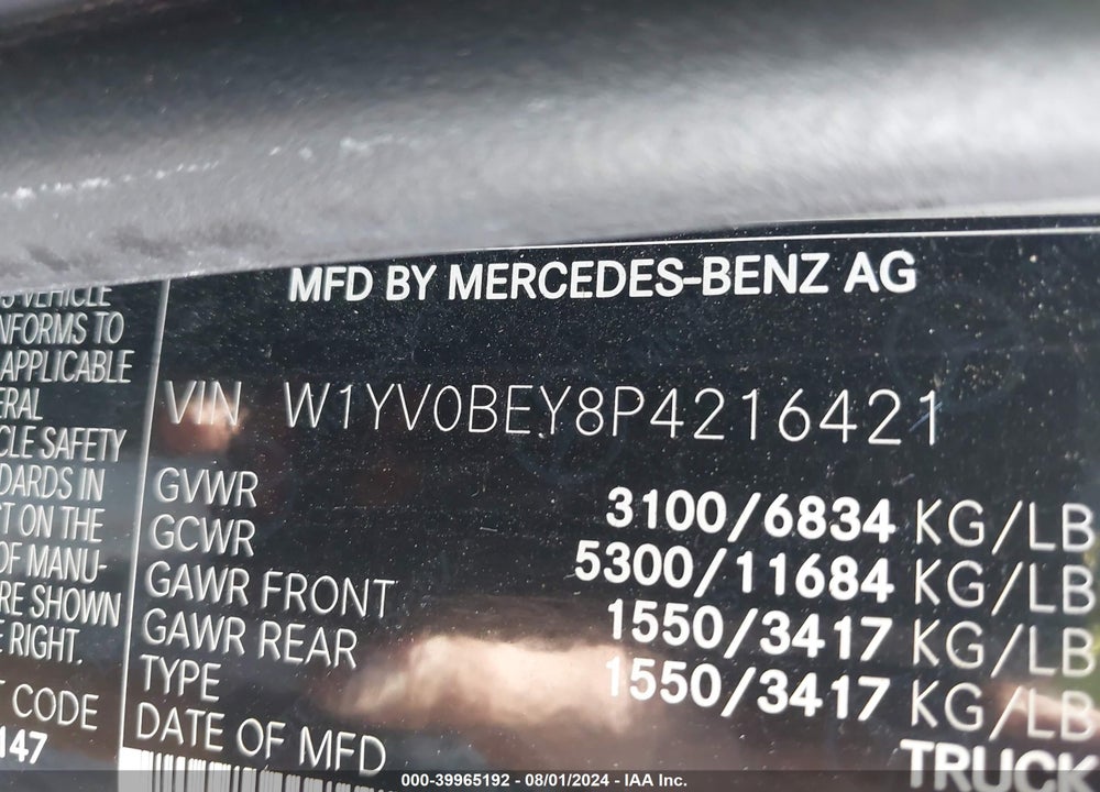 2023 MERCEDES-BENZ METRIS VIN: W1YV0BEY8P4216421