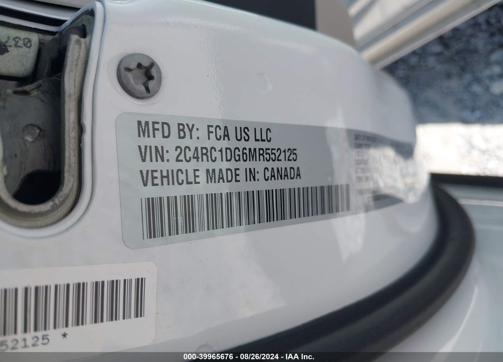 2021 CHRYSLER VOYAGER LXI VIN: 2C4RC1DG6MR552125