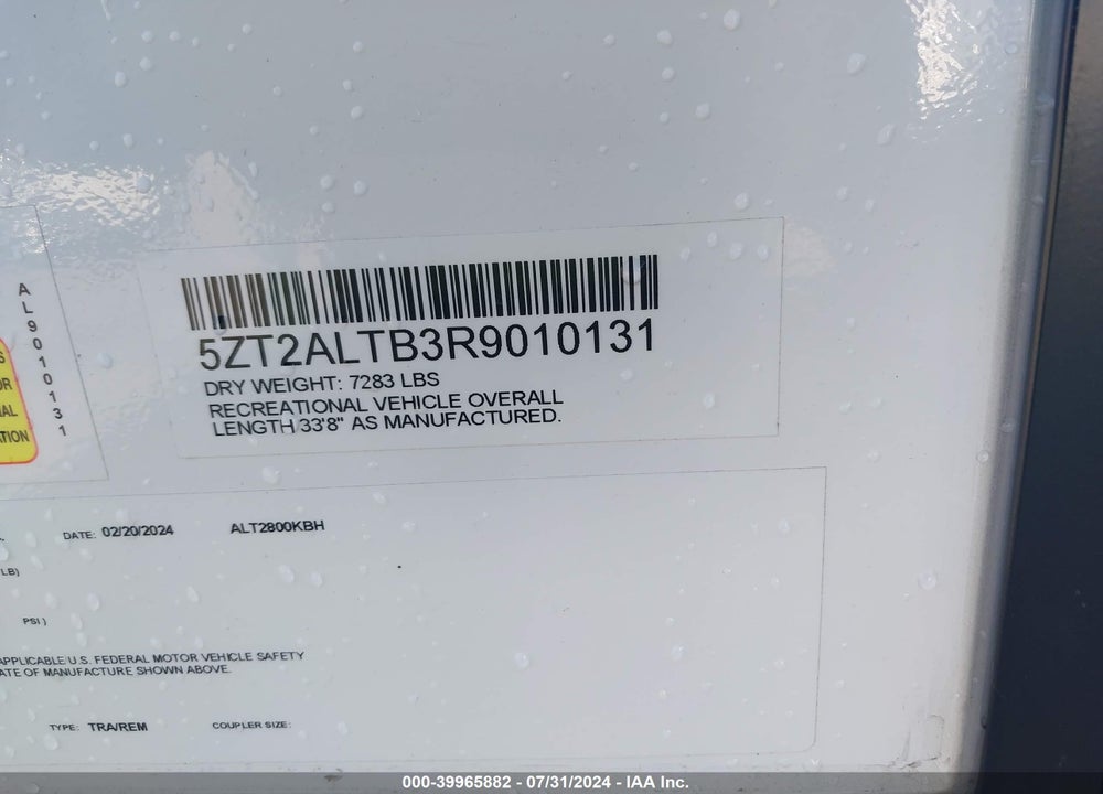 2024 EAST TO WEST TRAVEL TRLR VIN: 5ZT2ALTB3R9010131
