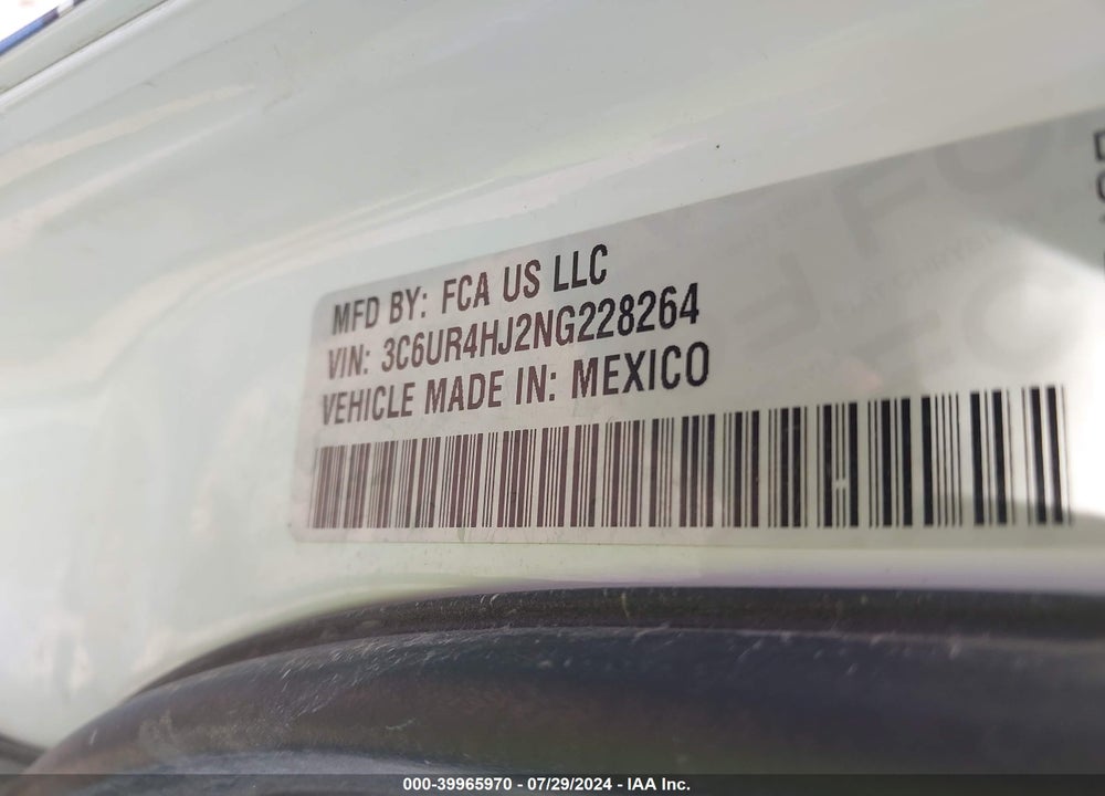 2022 RAM 2500 TRADESMAN 4X2 8' BOX VIN: 3C6UR4HJ2NG228264