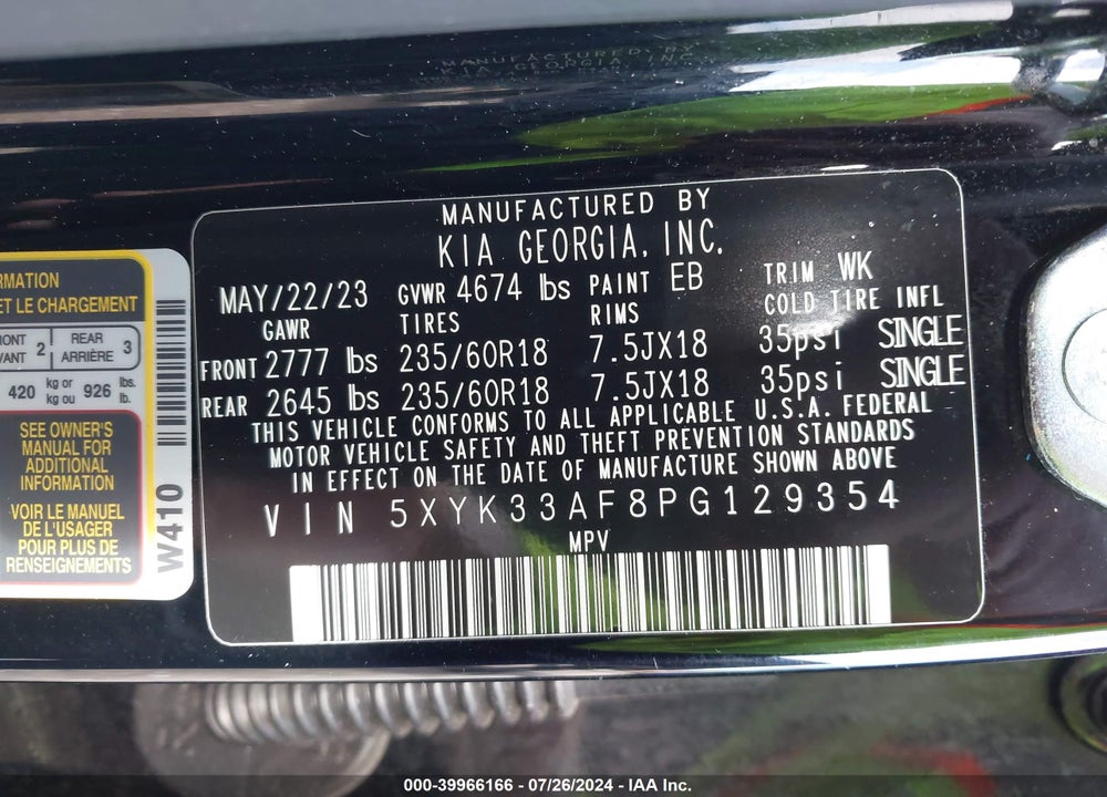 2023 KIA SPORTAGE EX VIN: 5XYK33AF8PG129354