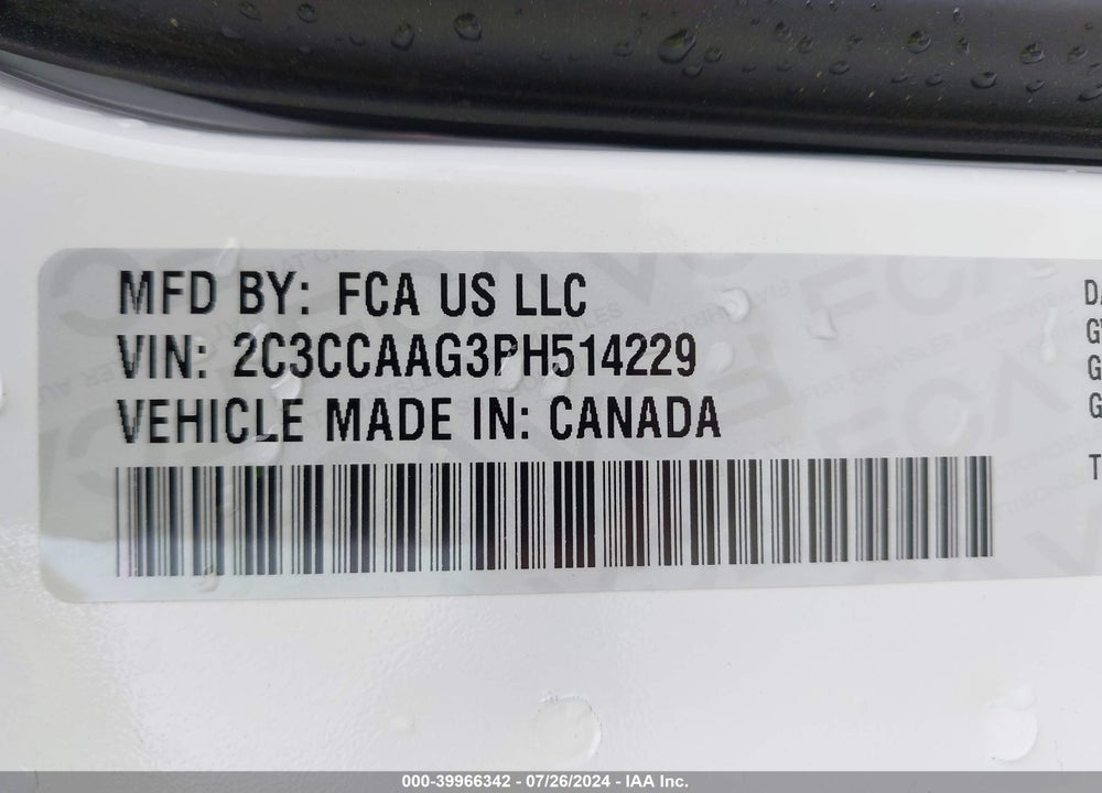 2023 CHRYSLER 300 TOURING VIN: 2C3CCAAG3PH514229